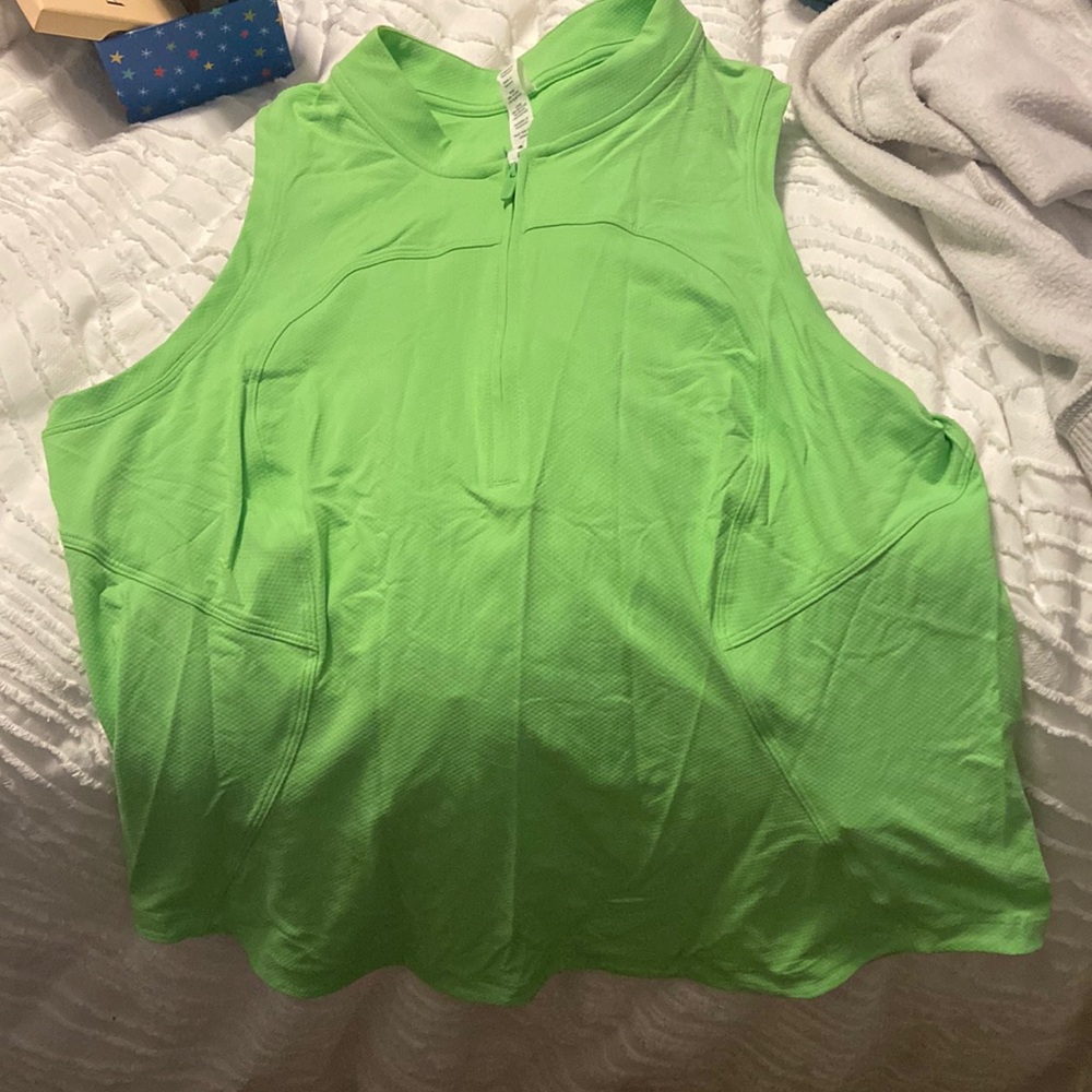 women’s lululemon green front zip mock neck tennis tank